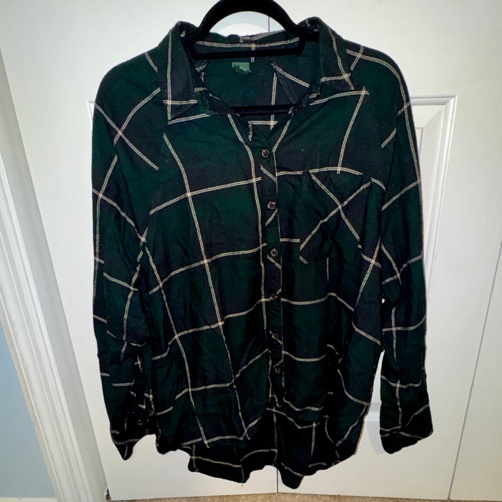 Wild Fable Green Plaid Button-Up Shirt